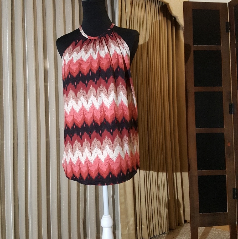 Pink, Black, &White Vibration Pattern Halter Top